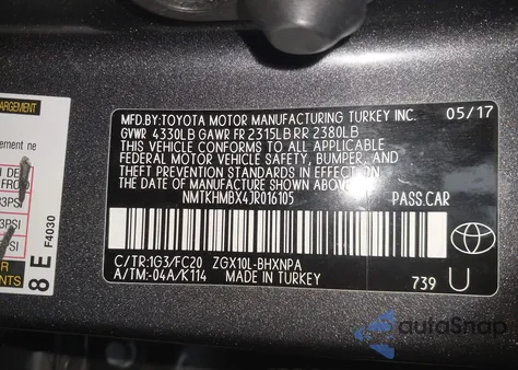 2018 Toyota C-Hr Xle Premium из США, поврежденный, VIN NMTKHMBX4JR016105